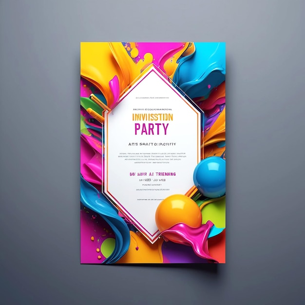 Foto progettazione professionale e creativa di inviti per feste vibranti