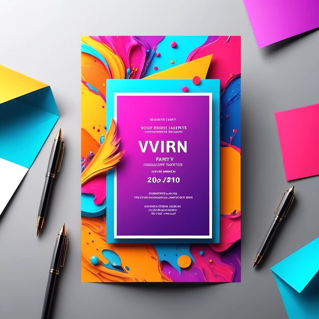 Photo creative professional vibrant party invitation cards design