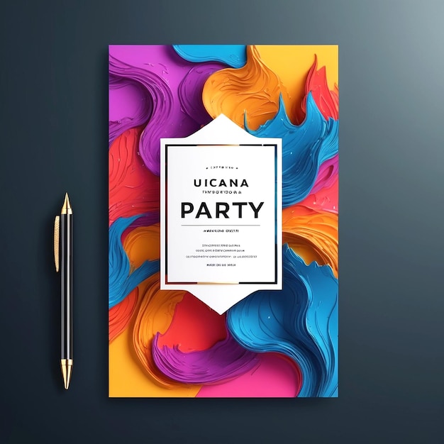 Photo creative professional vibrant party invitation cards design