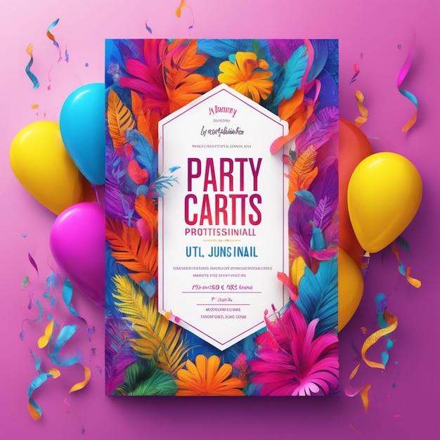 Photo creative professional vibrant party invitation cards design