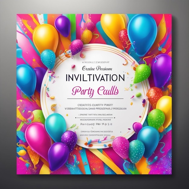 Photo creative professional vibrant party invitation cards design