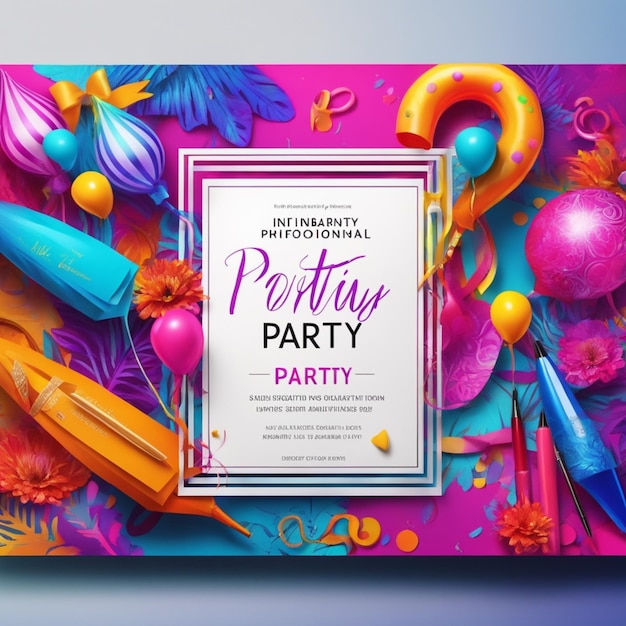 Photo creative professional vibrant party invitation cards design