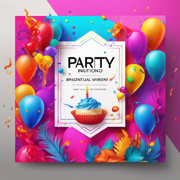 Photo creative professional vibrant party invitation cards design