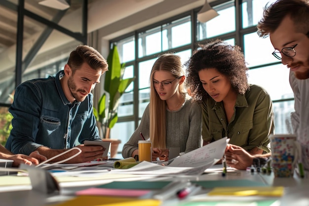 Creative professionals brainstorming in a design studio