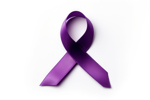 婦人科がん啓発月間の創造的な紫色のリボンのシンボルが AI によって生成されました