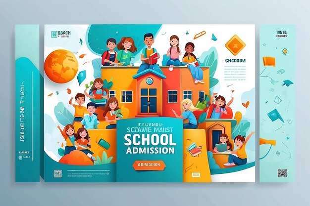 Photo creative school admission banner design template