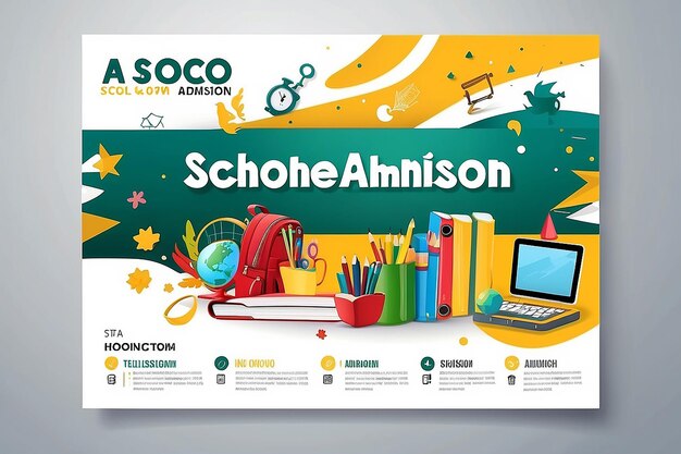 Creative school admission banner design template