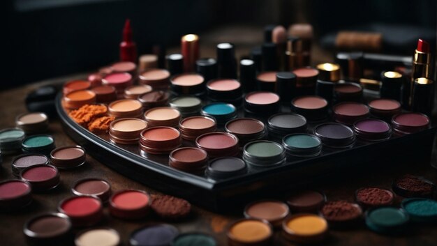 A creative set of make up colors dark