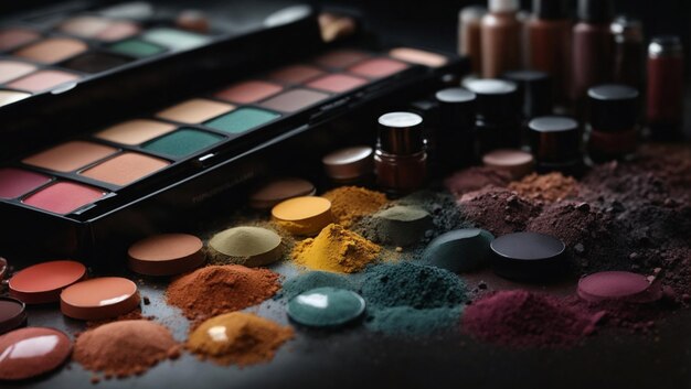 A creative set of make up colors dark