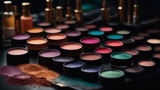 A creative set of make up colors dark