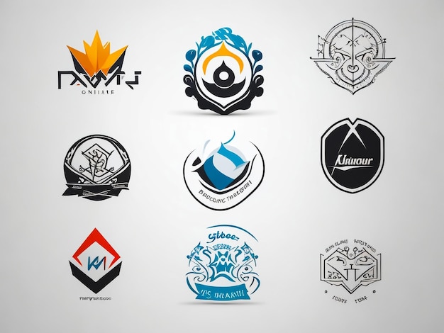 Photo creative shield logo and icons set vector logo design template