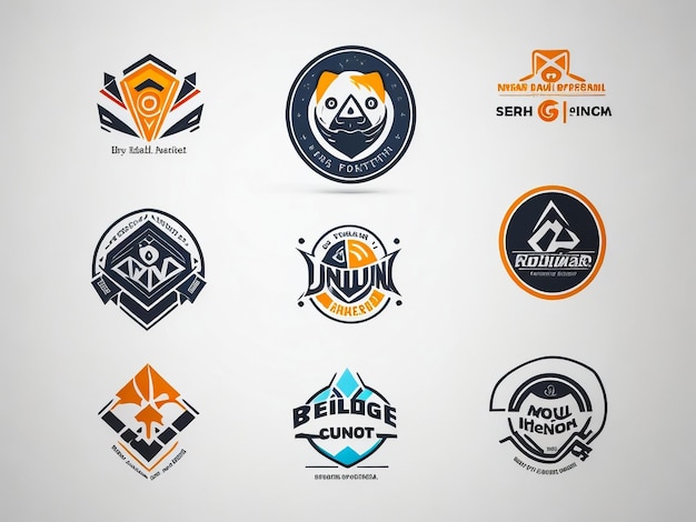 Photo creative shield logo and icons set vector logo design template