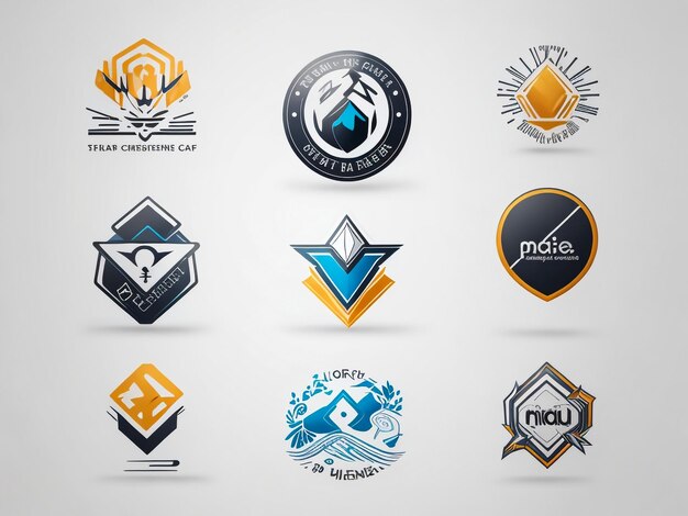 Foto set di logo e icone dello scudo creativo modello di progettazione del logo vettoriale