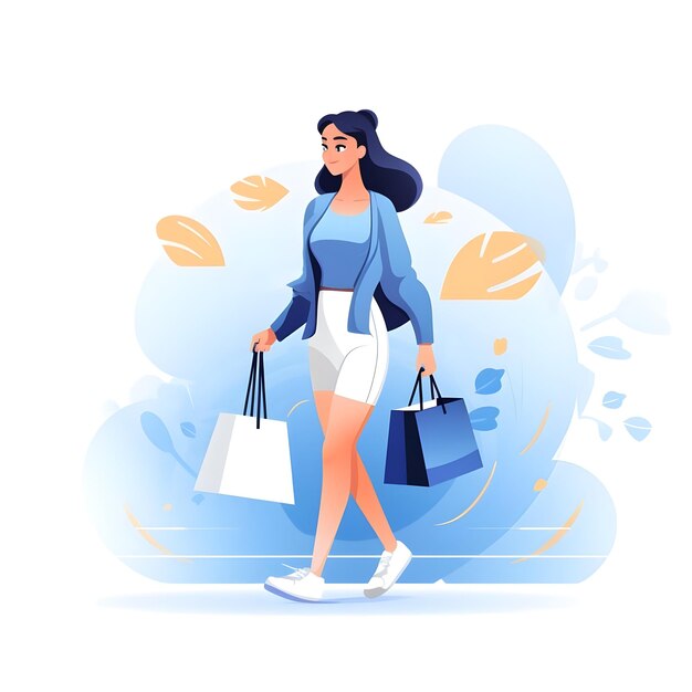 Photo creative shopping illustration design in modern and minimalist flat vector style art