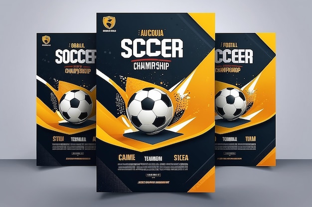 Photo creative soccer football tournament championship game flyer brochure template