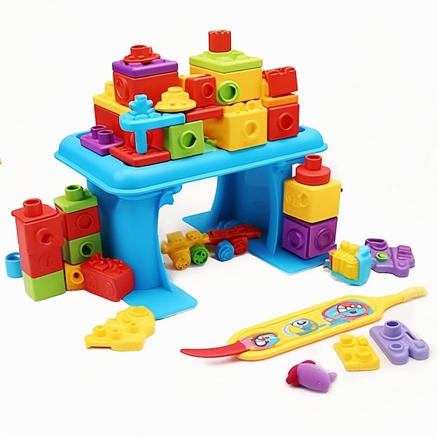 Creative station for toddlers kids 3 years old play with blocks and play doh putty