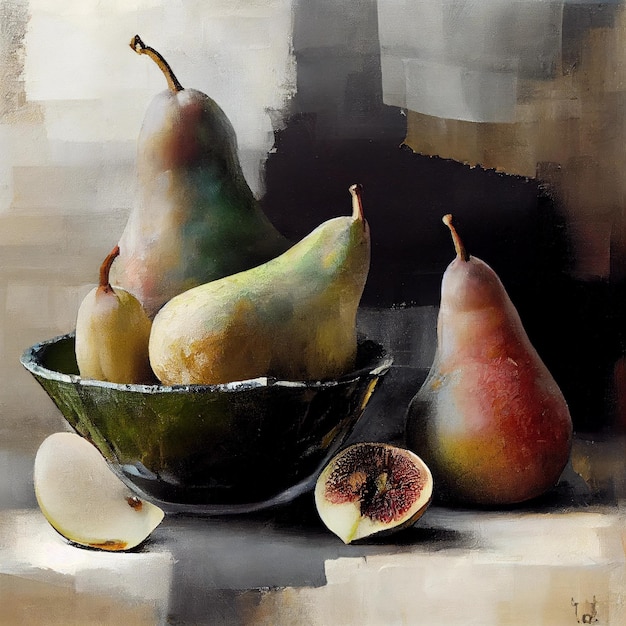 Creative style still life with pears and figs