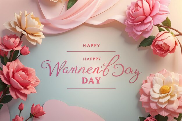 Creative Stylish Happy Womens Day text 8th of March colorful decorative in soft light background