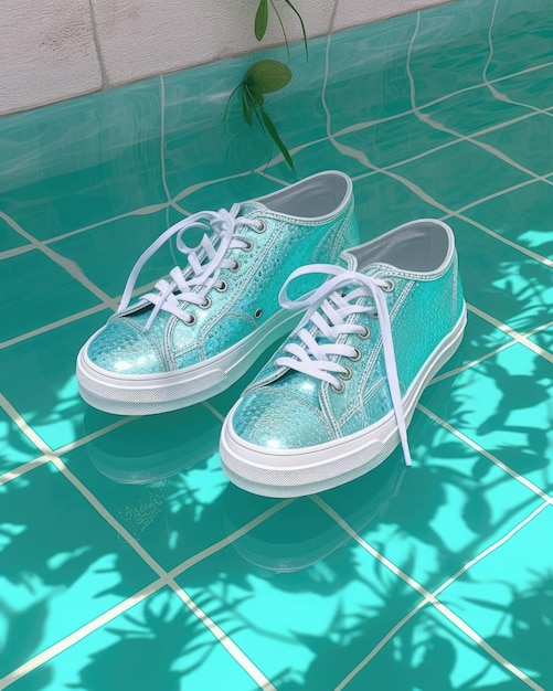 Creative summer background with stylish shoes Generative AI