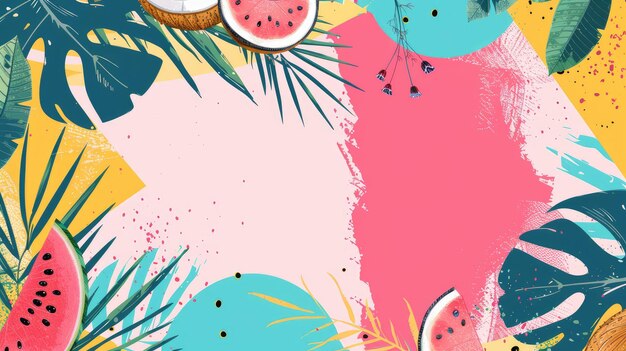 Creative summer banner template with copy space for text Vibrant Tropical Background