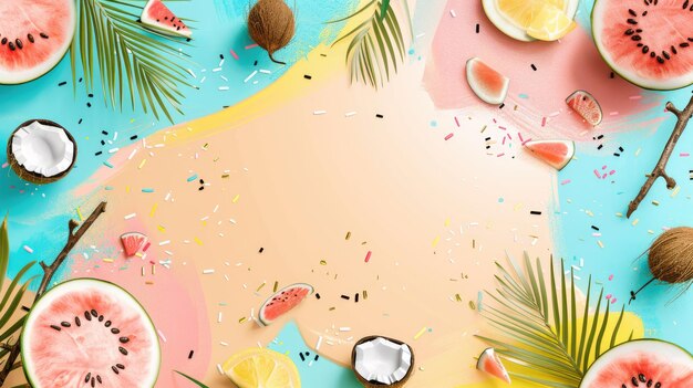 Creative summer banner template with copy space for text Vibrant Tropical Background