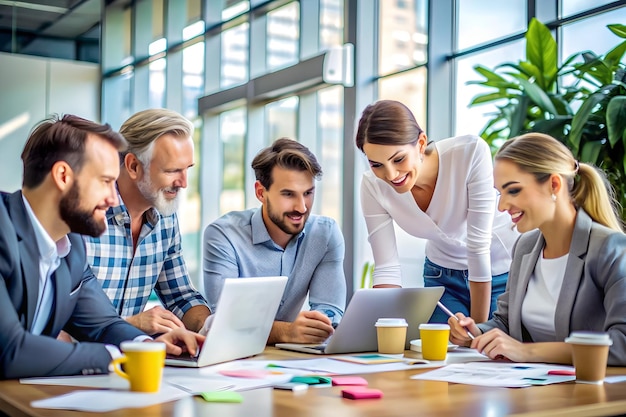 Creative team brainstorming with AI tools