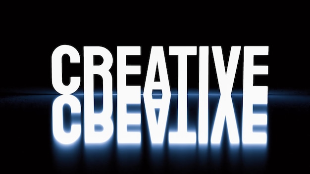 The creative  text glow in black background  3d rendering