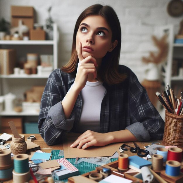 Foto pensare in modo creativo in un laboratorio di artigianato