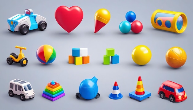 Photo creative toys set concept