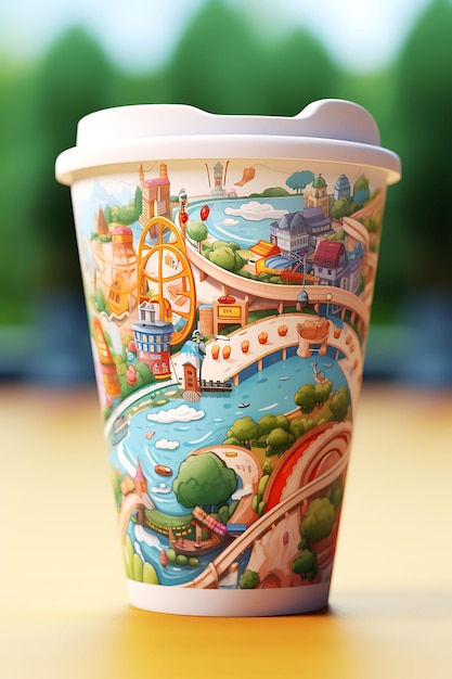 Creative trendy bubble tea cup and packaging design concepts featuring aesthetic scenic beauty