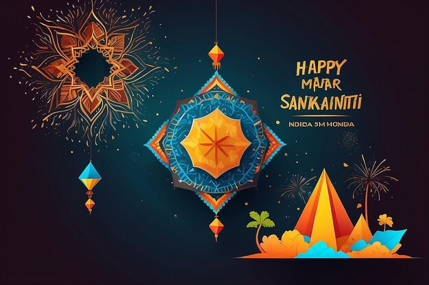 Foto illustrazione vettoriale creativa di happy makar sankranti holiday india festival