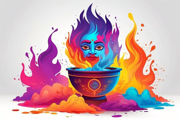 Photo creative vector illustration of holika dahan burning holika the devil background