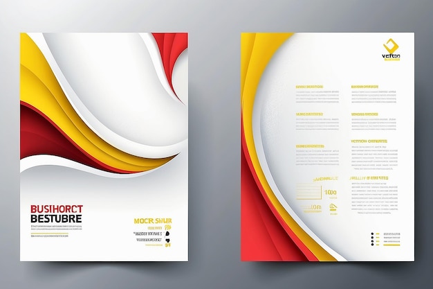 creative vector yellow and white business brochure Cover design template modern abstract background yellow and red waves