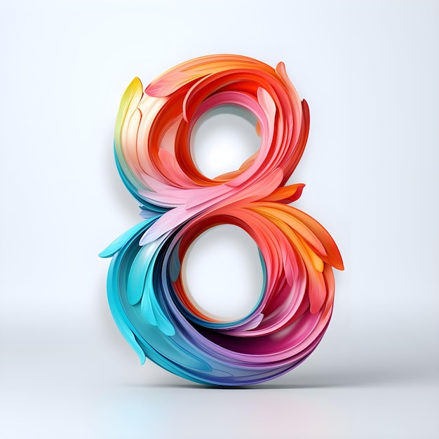 Photo creative and vibrant numerical number eight 8 design illustration