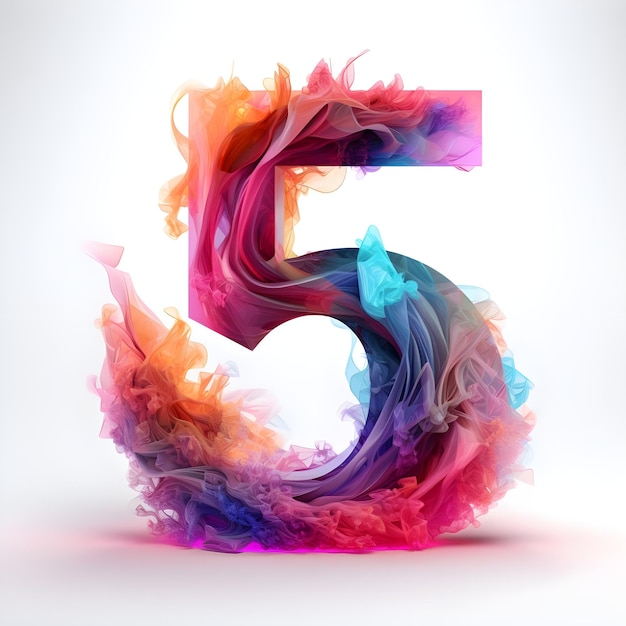 Photo creative and vibrant numerical number five 5 design illustration