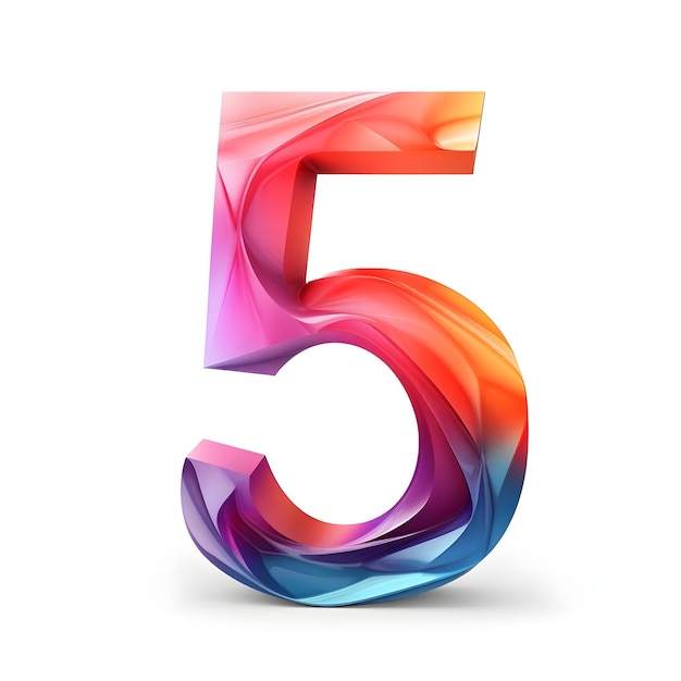 Photo creative and vibrant numerical number five 5 design illustration