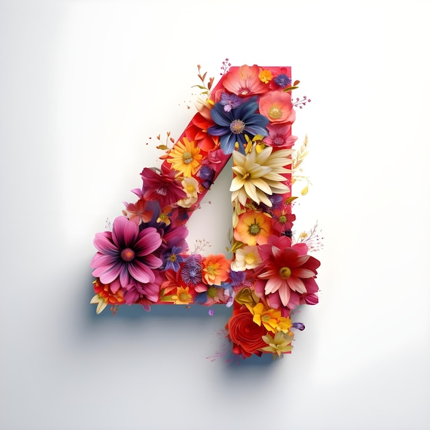 Photo creative and vibrant numerical number four 4 design illustration