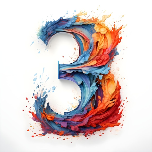 Creative and vibrant numerical number Three 3 design illustration