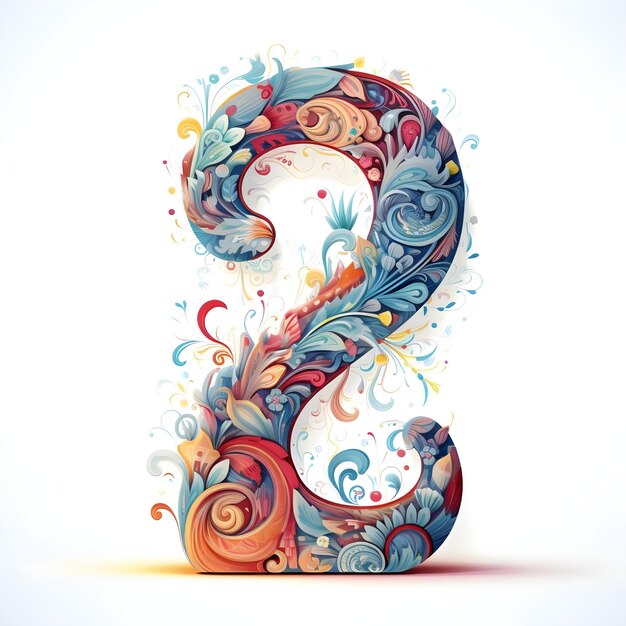 Photo creative and vibrant numerical number two 2 design illustration