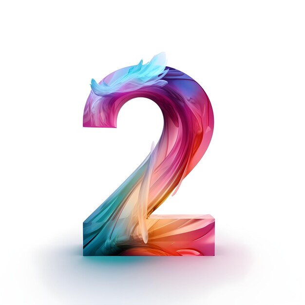 Photo creative and vibrant numerical number two 2 design illustration