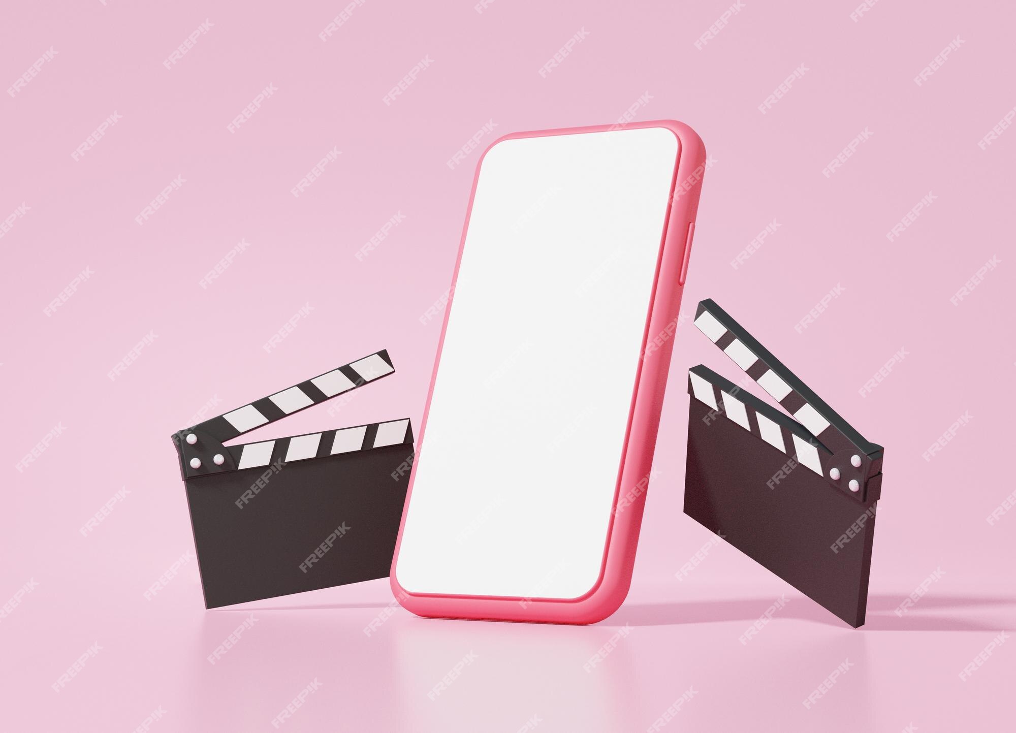 Premium Photo | Creative video editing concept via smartphone with movie  clapper board floating on pink background cartoon minimal banner vlog  website 3d render illustration