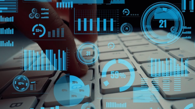 Creative visual of business big data and finance analysis on computer