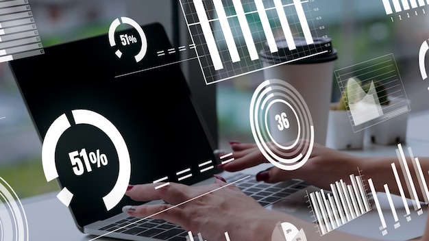 Creative visual of business data analyzing technology