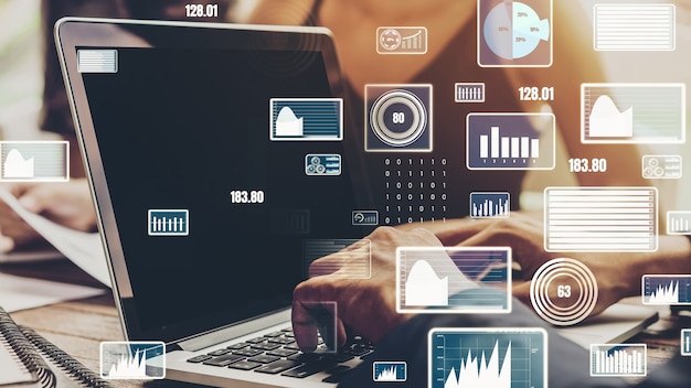 Creative visual of business data analyzing technology