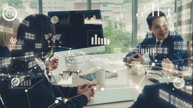 Creative visual of business data analyzing technology