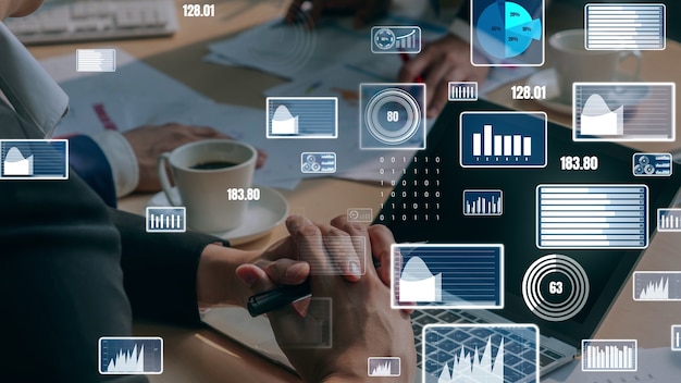 Visual creativa della tecnologia di analisi dei dati aziendali