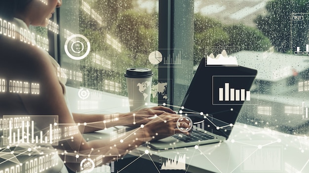 Creative visual of business data analyzing technology