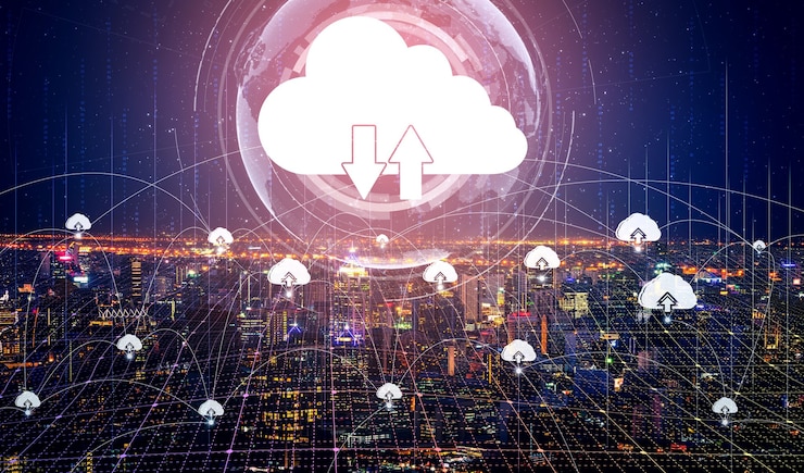 Photo creative visual of technology network