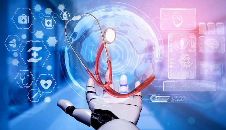 Photo creative visual of technology network