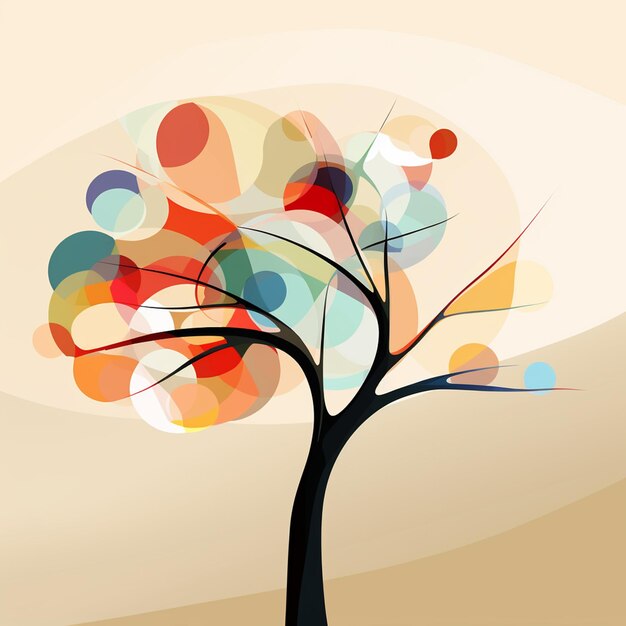 Photo creative wallpaper background simple style illustration colorful art banner shape green tree